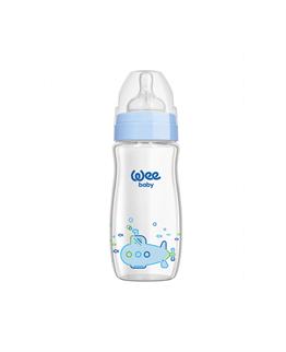 Wee Baby Klasik Plus Geniş Ağızlı Isıya Dayanıklı Cam Biberon 180 ml 140 Mavi