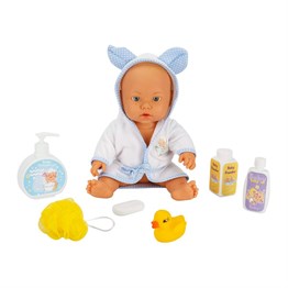 Bebelou Banyo Zamanı Aksesuarlı Bebek Oyun Seti 35cm Konuşan Bebek 23877 Mavi