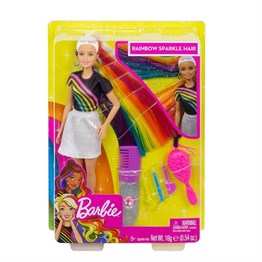 Manken Bebekler, Barbie, Barbie Gökkuşağı Renkli Saçlar Bebeği FXN96